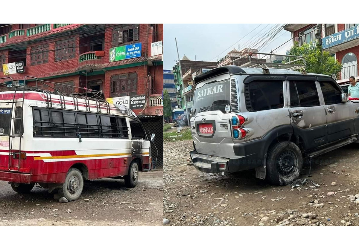 सुर्ख‍ेतमा चुनावी प्रचारमा प्रयोग भएका दुई गाडीमा आगजनी
